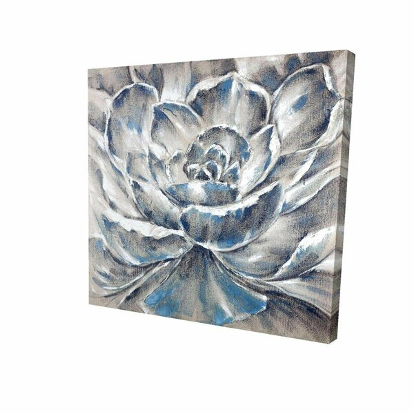 Fondo 16 x 16 in. Grey & Blue Flower-Print on Canvas FO2787226